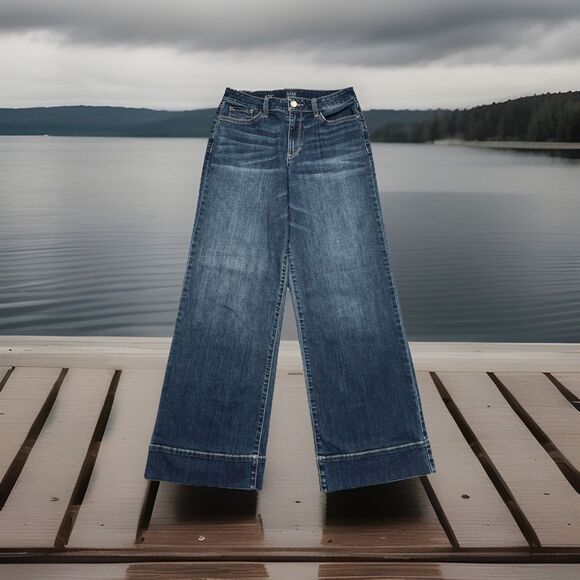 Ana Wide Leg Jeans 4 (27x29.5) Dark Wash Blue High Rise Denim Stretch Womens - Picture 1 of 9